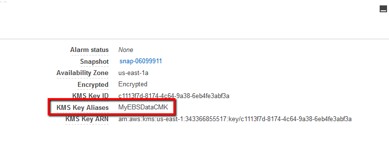 checking the KMS Key Aliases