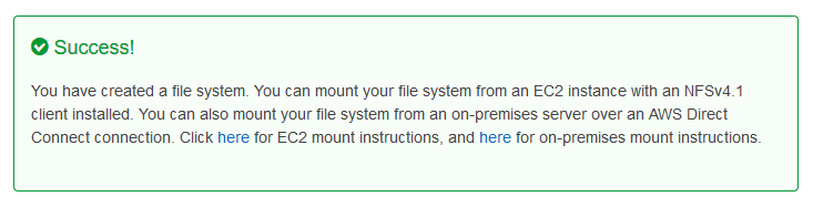 EFS confirmation message