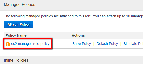 click on the policy name (link)